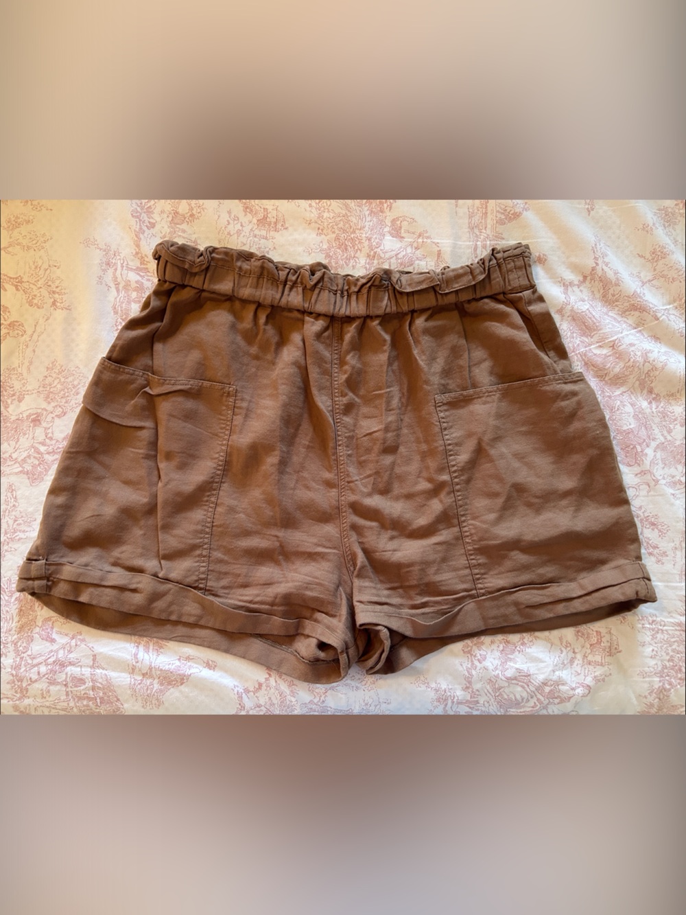 Aritzia Brown High Waisted Linen Shorts